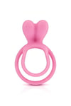 Dual Cock Ring With Rabbit Clit Stimulator Silicone Penis Rings Glamy - Pink
