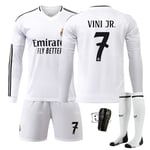 Real Madrid Barn Hemmaställ 2024-2025 Höst & Vinter Nr 7 strumpor + Vakt 22 VINI JR. No 8 strumpor + Vakt No 8 strumpor + Vakt No 8 socks + Guard 22