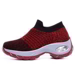 Stora Damskor med Luftkudde Flyknit Sportskor Halkskor Casual Skor Sockskor red 40