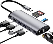 WTOLOVE Hub USB C, Adaptateur USB C 8 en 1 avec PD 100W, 4K HDMI, Ethernet 1000M, 2 USB-A 3.1, 1 USB-C 3.1, SD/TF, Station d'accueil USB C pour MacBook, Dell, Surface