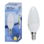 2 Pack E14 White Thermal Plastic Candle LED 4W Warm White 3000K 400lm Light Bulb