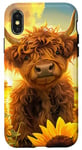 iPhone X/XS Scottish Highland Cow, Spring Sunflower Western Country Farm Case