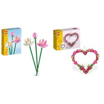 LEGO Creator Lotus Flowers Set, Bouquet Building Kit for Girls, Boys and Flower Fans & Creator Heart Ornament Set, Building Toy for 9 Plus Year Old Girls & Boys, Kids' Bedroom Decoration