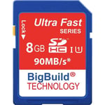 Bigbuild Technology 8go 90mo/S Ultra Rapide Carte Mémoire Pour Camera De Canon Digital Ixus 185, Classe 10 Sd Sdhc