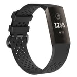 Fitbit Charge 3 / Charge 4 - Silikone armbånd str. S - Sort