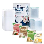 Hansells Starter Kit - Fruity Yoghurt Mixed (4X Sachets + Yoghurt Maker) - Contains 4 Live Cultures Including Acidophilus and Bifidus