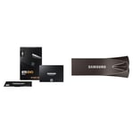Samsung SSD 870 EVO, 1 TB, Form Factor 2.5 and rdquo;, Intelligent Turbo Write, Magician 6 Software, Black (Internal SSD) & flash drive Titanium Gray 256 GB