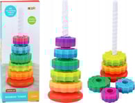Leantoys Pyramid Revolving Tower Rainbow Puzzle Sorter 36Cm 6 El.