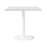 Cafébord Kvadrat - Runt pelarstativ, Storlek 80x80 cm, Bordsskiva Ljusgrå, Stativ Vit