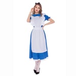 HINK Woman Dress Elegant,Maid Costume Cosplay Colorful Maid Restaurant Cafe Waiter Maid Costume Blue,Ladies Dress For Valentine Easter