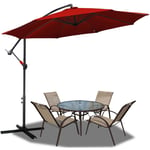 300cm parasol marché parasol cantilever parasol parasol jardin inclinable pendule parapluie,rouge - rouge