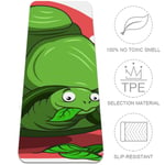Haminaya Yoga Mat Green Turtle Pilates Mat Non-Slip Pro Eco Friendly TPE Thick 6mm With Carrying Bag Sport Workout Mat For Exercise Fitness Gym 183x61cmx0.6cm