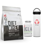 PhD Diet Whey Protein Powder 1kg Cookies & Cream + CLA 90 Softgels + Free Shaker