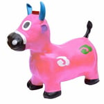 Kids Pink Cow Animal Inflatable Space Hopper Ride On Jumping Bouncy Sound Toys