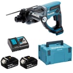 Perfo-burineur SDS Plus 18V + 2 batteries 5Ah + chargeur + coffret MAKPAC - MAKITA - DHR202RTJ