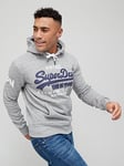 Superdry Vintage Logo Hoodie - Light Grey, Grey Marl, Size 3Xl, Men