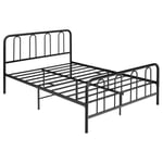 Sängstomme i metall för 190 x 140 cm madrass dubbelsängstomme med lamellram & förvaringsutrymme
