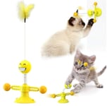 youfenghui 2021 Jouet Rotatif Multifonctionnel pour Chat, Spring Man Turns Cat Toy Turntable, Windmill Cat Toy, Funny Cat Toy avec Plume Et Ventouse, Cat Toys for Indoor Cats Interactive