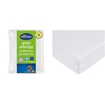 Silentnight Anti Allergy Mattress Protector Plus, White, King & Amazon Basics Microfibre Fitted Sheet, King, Bright White
