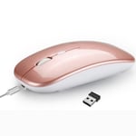 HXSJ M90 2.4GHz Ultrathin Mute Rechargeable Dual Mode Wireless Bluetooth Notebook PC Mouse (Rose Gold)