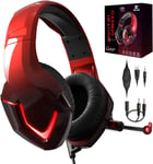 Casque Gamer Ps4 Ps5 Avec Micro Gaming Headset Filaire K19 Pour Jeu Audio Video Compatible Pc Nintendo Switch Xbox One Fortnite Laptop Tablet Suppression Du Bruit Microphone Rouge Led
