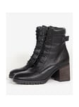 Barbour International Santina Leather Lace Up Heeled Boot - Black