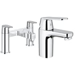 GROHE 25128000 Eurosmart Cosmopolitan Two-Handled Bath Filler & Eurosmart Cosmopolitan - Bathroom Basin Mixer Tap Single-Lever - Monobloc Installation - S-Size - Metal Lever