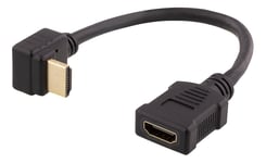 deltaco Flexible HDMI adapter, 0.2m, right-down, HDMI M/F, UHD, blac