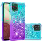 SKALO Samsung A12 Kvicksand Glitter Hjärtan TPU-skal - Turkos-Li multifärg