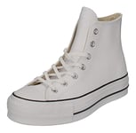 Converse All Star Lift Hi Trainers White White Black Leather - 3.5 UK