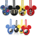 Disney Lot de 4 étuis en silicone pour Airtag avec oreilles de Mickey Mouse - 4 porte-clés Airtag inclus - Boucle Airtag Mickey Mouse avec 4 designs - Accessoires porte-clés pour Apple Airtag - Lot de