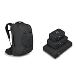 Osprey Farpoint 40 Men's Travel Backpack Tunnel Vision Grey O/S & Packing Cube Set Unisex Accessories - Travel Black O/S