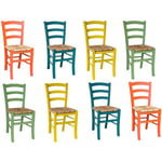 Lot de 8 chaises en bois Venice 2 orange 2 turquoise 2 jaune 2 vert