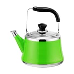 Tea Kettle Stove Top Whistling Hot Water Fashion 304 Stainless Steel with Anti-scalding Handle Induction Cooker (Color : Green, Size : 1.5L)