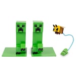 Minecraft 2-Piece Reader Bundle Bee Reading Light & Creeper Bookends