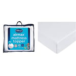 Silentnight Airmax Mattresss Topper, Polyester, White, King, 152 X 200 cm & Amazon Basics Microfibre Fitted Sheet, King, Bright White