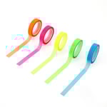 5 rullar markeringstejp, avtagbar fluorescerande tejp fluorescerande markering transparent färgad tejprulle sidmarkörer för lärare studenter läsklass kontor (0,8 cm x 5 m)