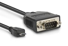 Hamlet XURS232MICROTG Câble Adaptateur Micro USB vers série RS232 DB9, Technologie OTG embarquée, pour Ordinateur et Smartphone, Noir/Gris Anthracite