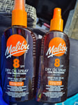 Malibu SPF 8 Dry Oil Spray - 200 ml X 2  Bottles Free UK P&P 🇬🇧