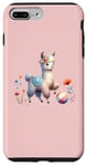 iPhone 7 Plus/8 Plus Pink Cute Alpaca with Floral Crown and Colorful Ball Case