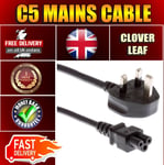 UK PLUG POWER CORD C5 CLOVERLEAF 3PIN CLOVER LEAF MAINS CABLE 