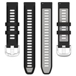 Silikone armbånd til Garmin Forerunner 265 / 265S - 22 mm sort / grå
