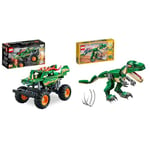 LEGO Technic Monster Jam Dragon Monster Truck Toy for 7 Plus Year Old Boys and Girls & 31058 Creator Mighty Dinosaurs Toy, 3 in 1 Model, T. rex