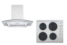 Electric Hob & Hood Pack | Cookology Solid Plate Electric Hob & 60cm Curved Glass Chimney Cooker Hood Pack