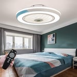 HYKISS LED Ceiling Fan with Lighting Modern Dimmable Fan Ceiling LED Lamp Adjustable Wind Speed Dining Room Bedroom Living Invisible Fan Lamps 40W Ceiling Lights Ø50CM [Energy Class A++],Blue