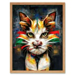 Cute Ginger Street Cat With Big Eyes Art Print Framed Poster Wall Decor 12x16 inch