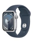 Apple Watch Series 9 (Gps), 41Mm Silver Aluminium Case With Storm Blue Sport Band