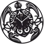 Instant Karma Clocks Wall Clock ➤ Turtle Ocean Sea Wildlife Decorative Beach, HDF Wood, Black, Ø12inch