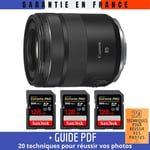 Canon RF 85mm f/2 Macro IS STM + 3 SanDisk 128GB UHS-II 300 MB/s + Guide PDF MCZ DIRECT '20 TECHNIQUES POUR RÉUSSIR VOS PHOTOS