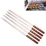 Shish Kebab Skewers Wide,Bbq Barbecue Sticks Metal Skewers Kebab Outdoor Grill,With Wooden Handle,For Bbq,Party Essentials,50cm Long,5 pcs